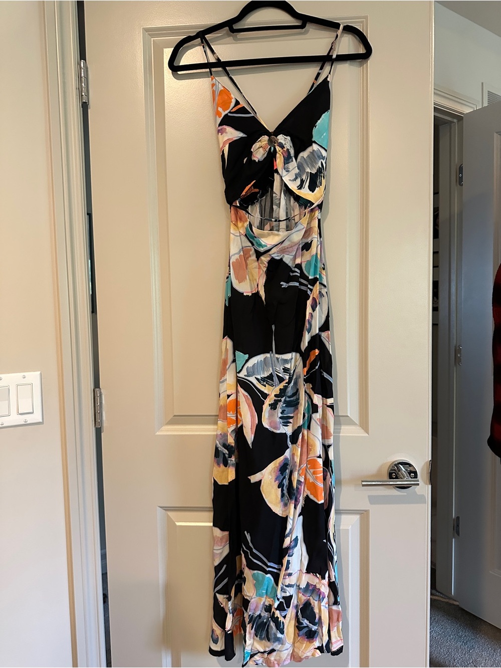Maaji Sleeveless Black Multi-Color Maxi Dress with Abstract Print